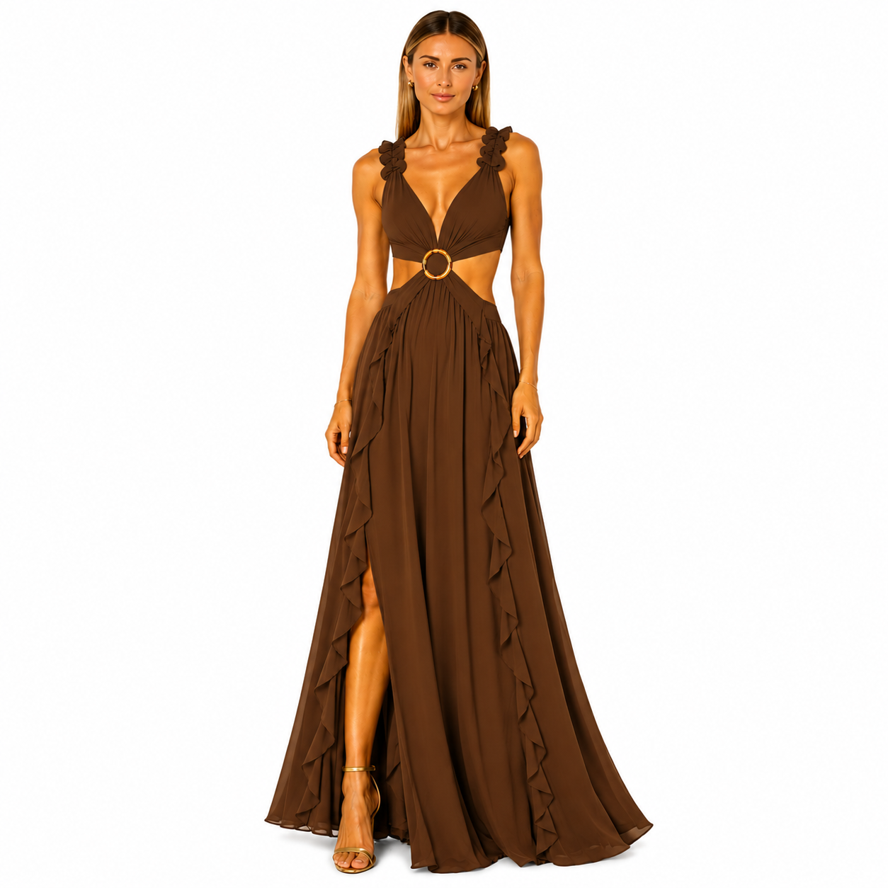 Vestido Largo de Manga Acampanada