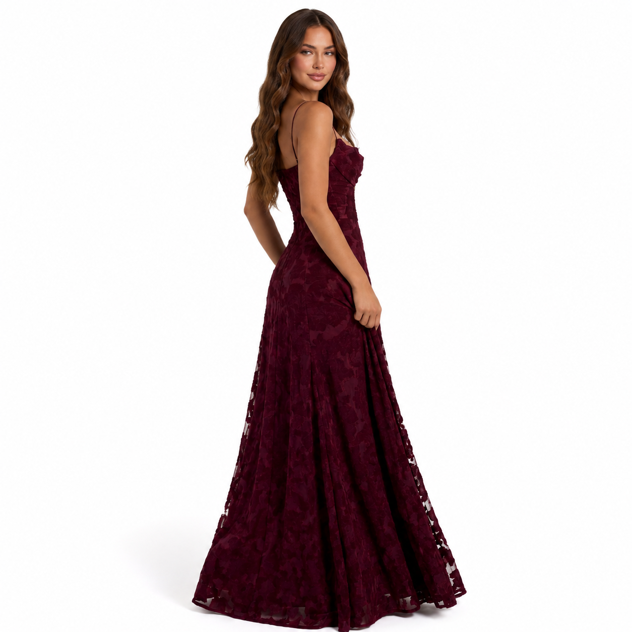 Vestido Maxi de Encaje Floral