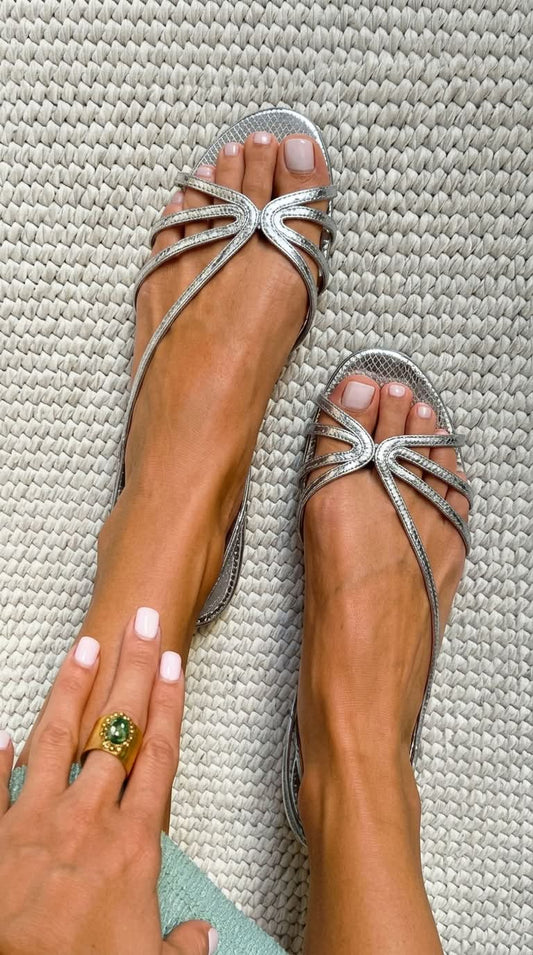 Sandalias de Tiras Metalizadas para Verano
