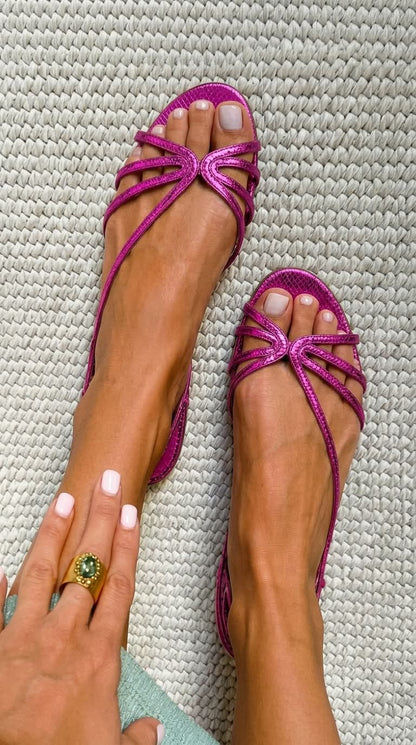Sandalias de Tiras Metalizadas para Verano