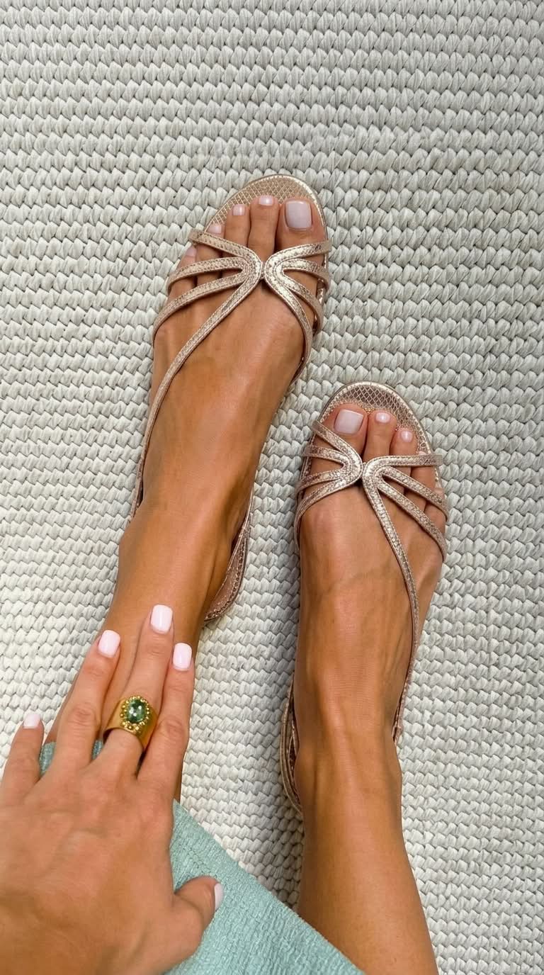Sandalias de Tiras Metalizadas para Verano