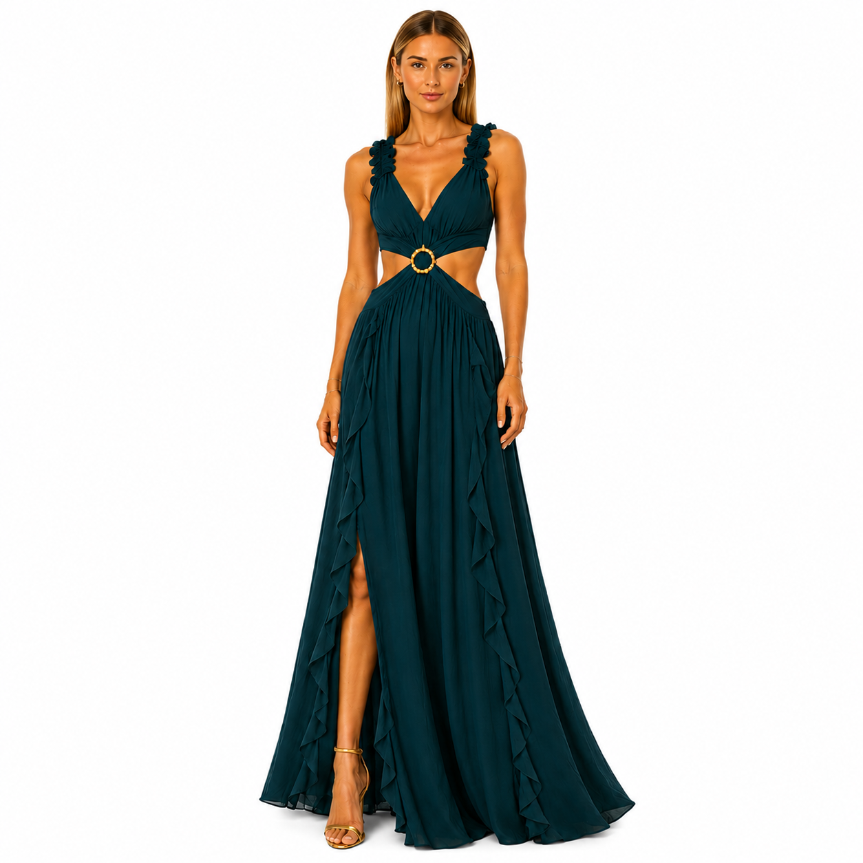 Vestido Largo de Manga Acampanada