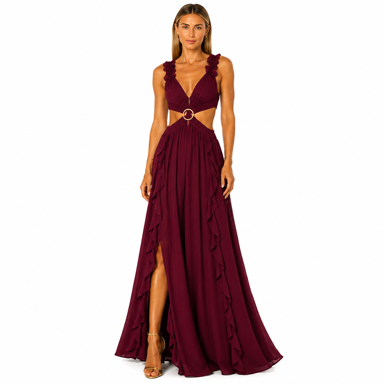 Vestido Largo de Manga Acampanada