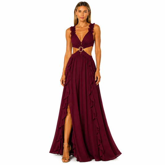 Vestido Largo de Manga Acampanada