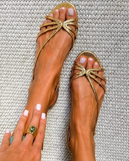 Sandalias de Tiras Metalizadas para Verano