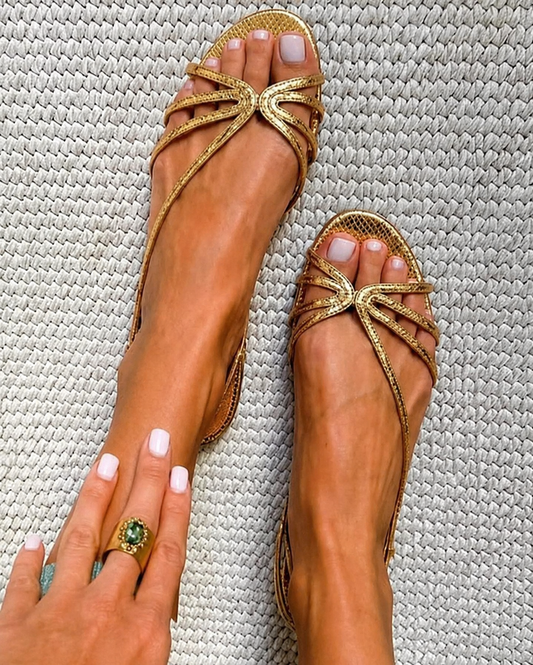 Sandalias de Tiras Metalizadas para Verano