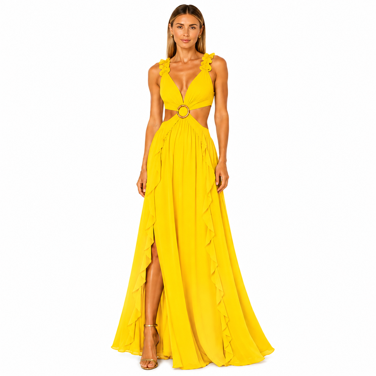 Vestido Largo de Manga Acampanada