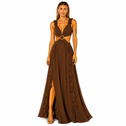 Vestido Largo de Manga Acampanada