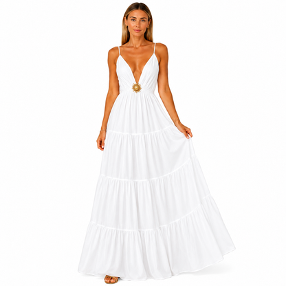 Vestido Largo de Tirantes con Estrella