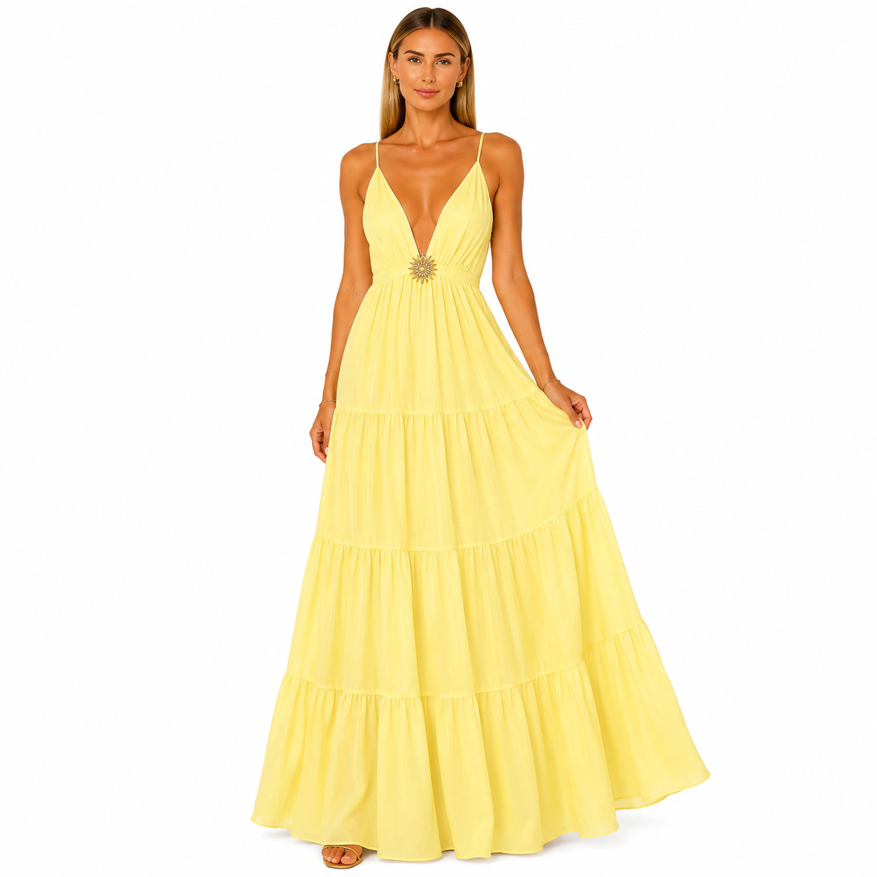 Vestido Largo de Tirantes con Estrella