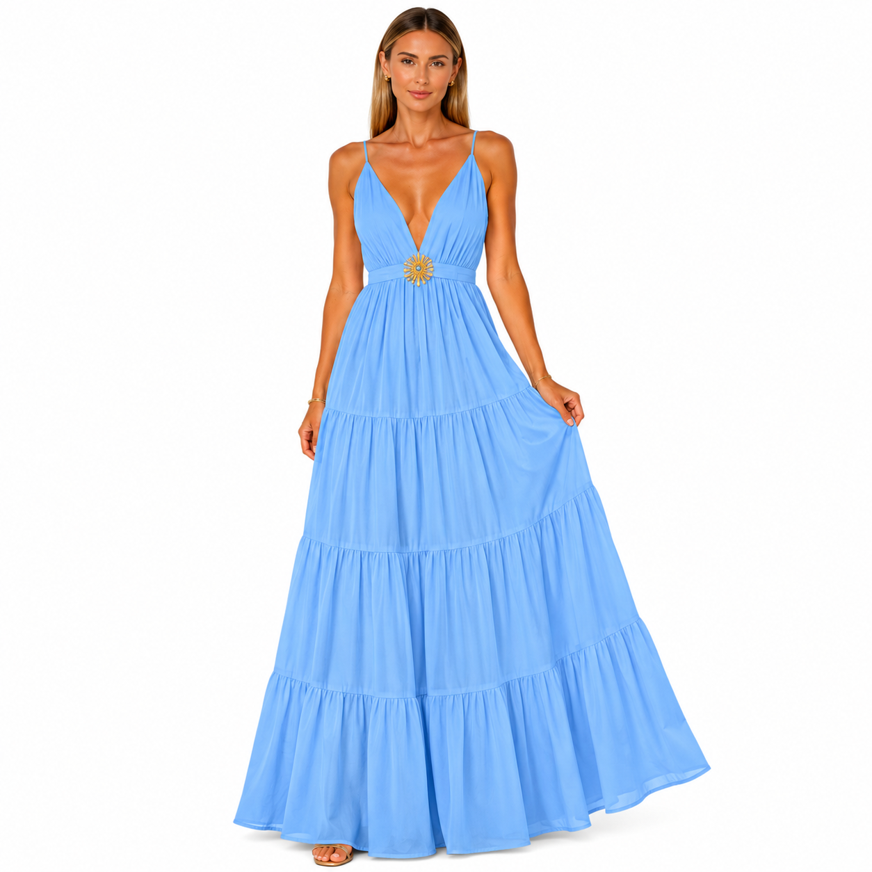 Vestido Largo de Tirantes con Estrella
