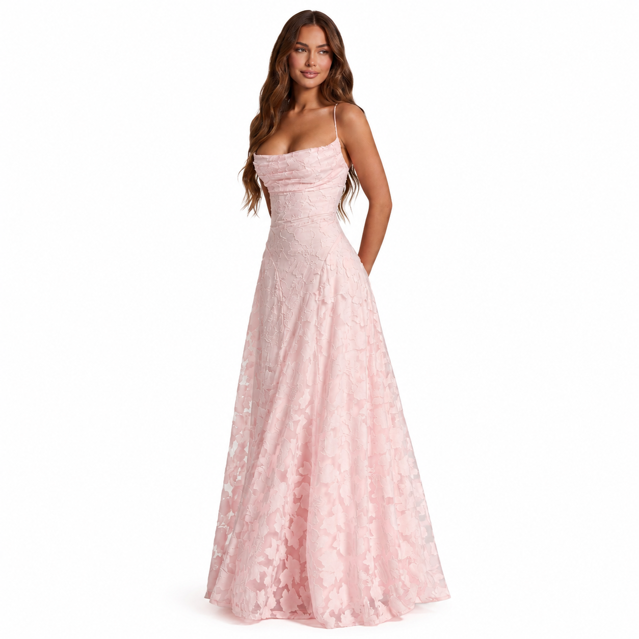 Vestido Maxi de Encaje Floral