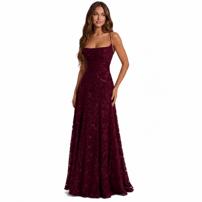 Vestido Maxi de Encaje Floral