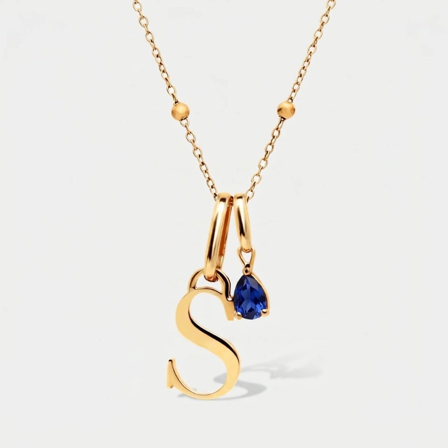 Collana Iniziale e Pietra Portafortuna - Oro Personalizzata