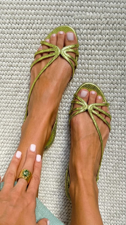 Sandalias de Tiras Metalizadas para Verano