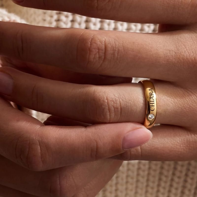 Anello Pietra Portafortuna - Nome Personalizzato Oro
