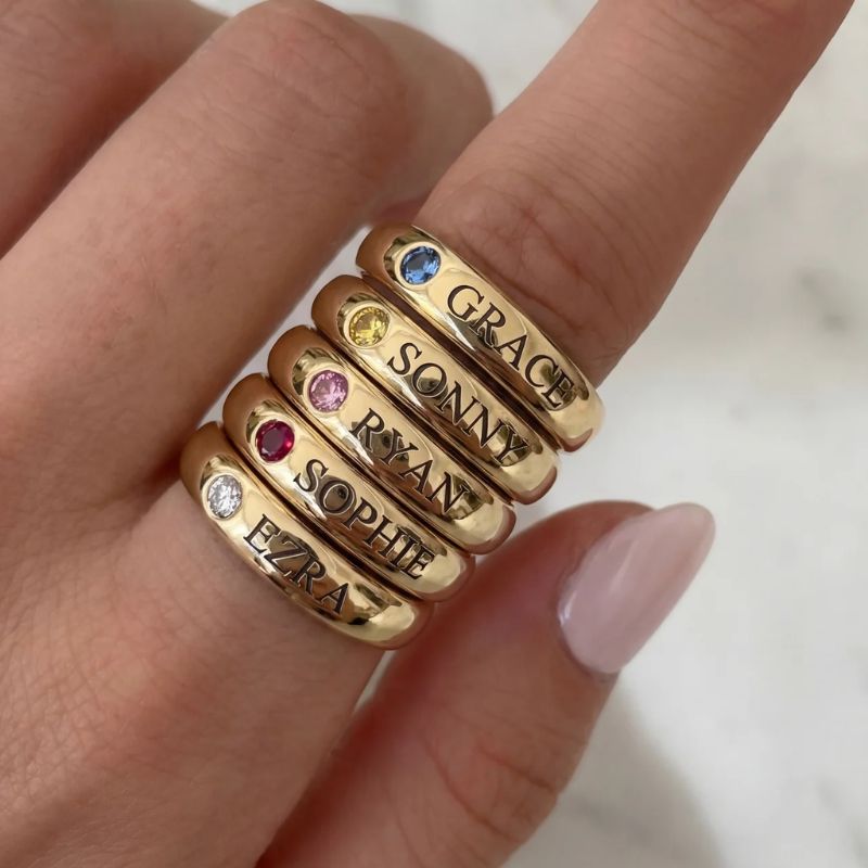 Anello Pietra Portafortuna - Nome Personalizzato Oro
