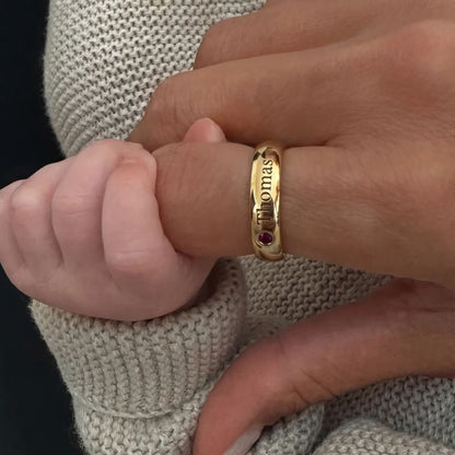 Anello Pietra Portafortuna - Nome Personalizzato Oro